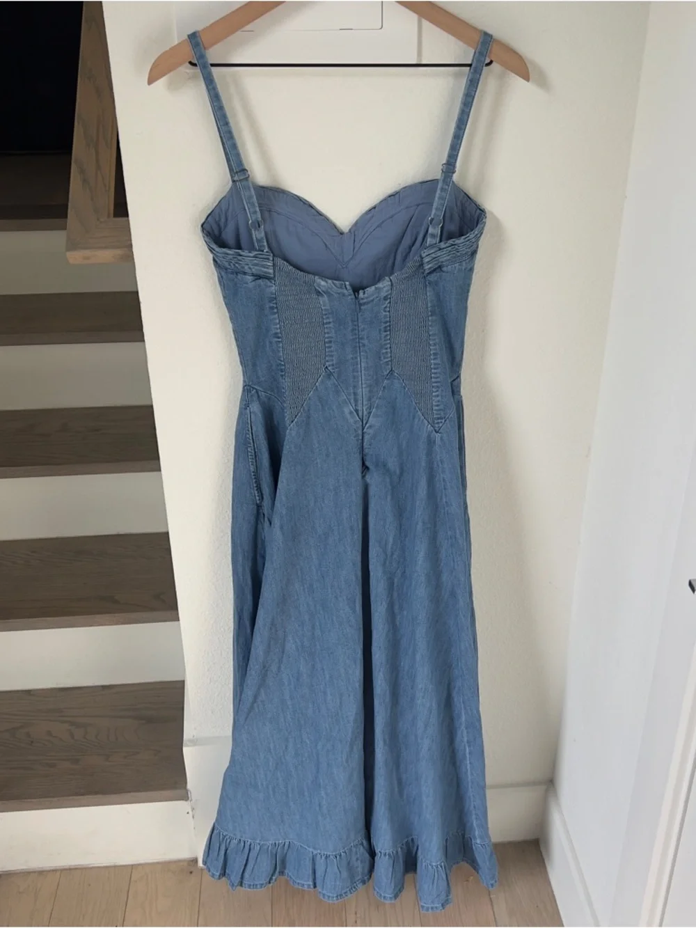 Free People Another Season Denim Midi Dress - Boardwalk Blue - Womens Small - Picture 6 of 9